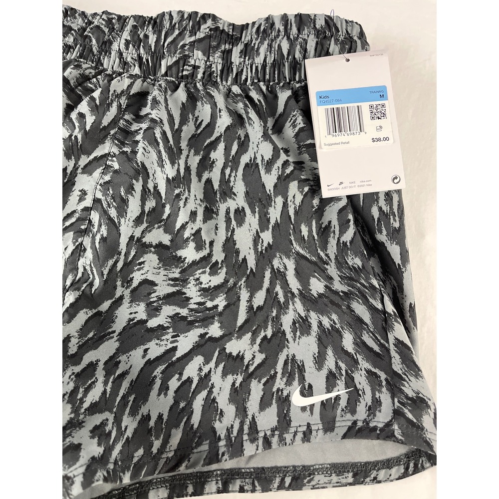 Nike Kids Training‎ Shorts Medium M Gray Black Animal Print Athletic Dri-FIT